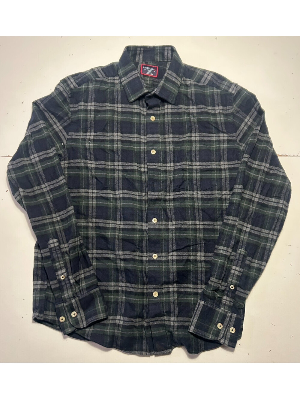 UNTUCKit Men's Blue /Green Plaid Flannel Button Down Long Sleeve Shirt Size M